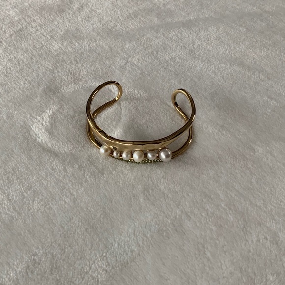 Carolee Pave Stone & Pearl Open Cuff Bracelet - Picture 4 of 13